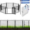 ADAVIN 32 in(H) Garden Fences and Borders,1 Gate+7 Panels Dog Fence Outdoor for Yard, Heavy Duty Iron Metal Animal Barrier Fence, Portable Fence, Flower Garden Fencing,Total 17.7 Ft(L), Black (8panels-32in(H)17.7ft(L))
