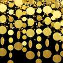 Syhood 10 Pcs 10 Pcs Party Decorations Circle Dot Garland 131 ft Glitter Streamers Hanging Decor for Birthday Wedding Christmas New Year Thanksgiving Party Backdrop Banner(Gold)
