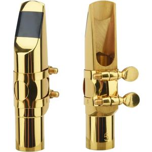 Alto Sax Saxophone Mouthpiece w/Cap & Ligatures, Brass Metal Eb Alto Sax Mouthpieces for Saxophone Professionals and Beginners (Gold - 5C)