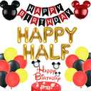 Mouse Happy Half Birthday Decorations, Mouse Happy Half Birthday Balloons Baby Boy Happy 1/2 Half Birthday Banner Six 6 Months Pregnant One Half Year Baby Shower Decor Kit 30PCS