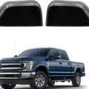 Gloss Black Top Half Side Tow Mirror Cover Cap Fits For 2017 2018 2019 2020 2021 2022 2022 2023 2024 Ford F250 F350 Super Duty Replace HC3Z17D742AA HC3Z17D743AA