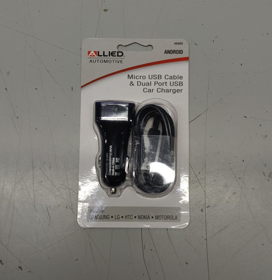ALLIED Dual Port USB Car Charger with Lighting cable for iPhone iPad iPo