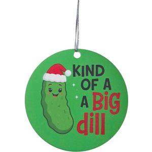 3 x Funny Ornaments Kind of a Big Dill Novelty for Coworkers, White Elephant