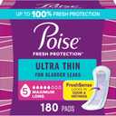 Poise Ultra Thin Incontinence Pads & Postpartum Pads for Bladder Leaks, 5 Drop Maximum Absorbency, Long Length, 180 Count