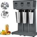 VEVOR Milkshake Maker, 375W x 3 Electric Milkshake Machine, Commercial Triple Heads Drink Mixer Blender, LED Intelligent Microswitch, 3-Speed Milkshake Mixer with 3 x 820 ml Stainless Steel Cups