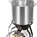 Barton 52Qt Turkey Deep Fryer w/High Pressure Burner All Purpose Aluminum 80,000 BTU Outdoor Boiler Roaster Clam Bake Crawfish Pot Boiling Lid Seafood Cajun Gas Stove Burner Stand Injector