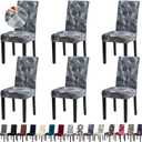 Chair Covers, Stretch Kitchen Dining Room Chair Covers Set of 6, Removable Washable Dining Chair Slipcovers for Home, Hotel, Banquet (Grey Irregular Shapes)