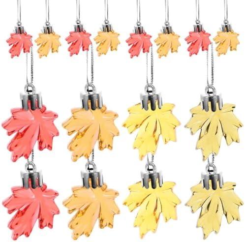 JOINPAYA Thanksgiving Maple Leaf Pendants 24Pcs Hanging Ornaments for Home and Restaurant Decor Autumn Harvest Window Decoration Pack of 2