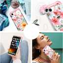 PIXIU Unique Flower Pattern Compatible with iPhone 17e/16e 6.1 inch case,Heavy Duty Dual Layer Shockproof Full-Body Protective Sturdy Hybrid Cute Rugged Case for Women,Girls,Kids Pink Flower