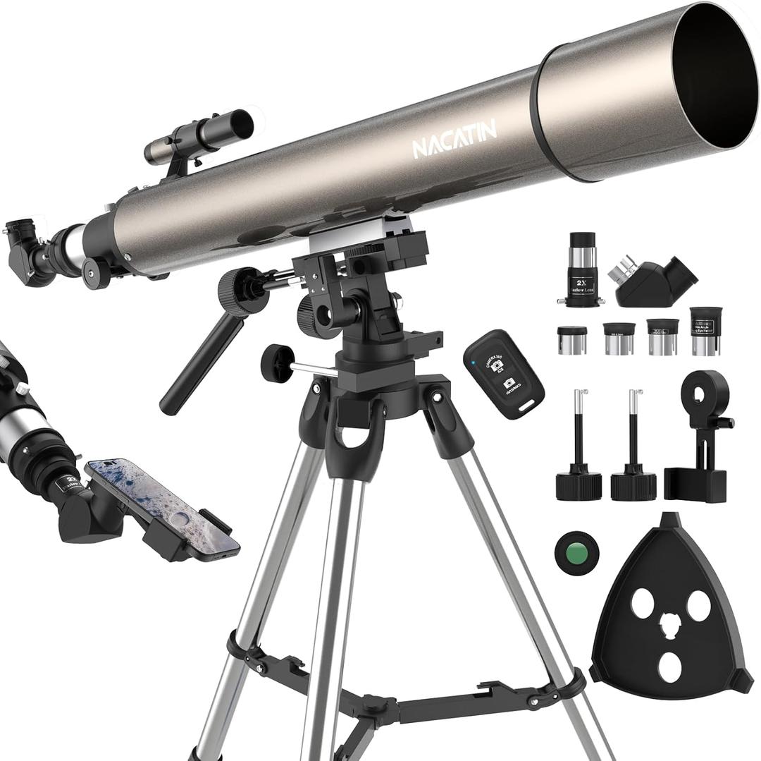 NACATIN Astronomy Telescope for Adults & Professionals, 102mm Aperture 900mm with Dual Slow-Motion Rods - for Ultra-Smooth & Precise Tracking, Telescope for Adults high Powered for Moon & Planets (900102, Light Gray)