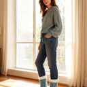 cosyone1997 Women's Fuzzy Slipper Socks with Non-slip Grippers, Cozy & Unique Gifts (Aqua)