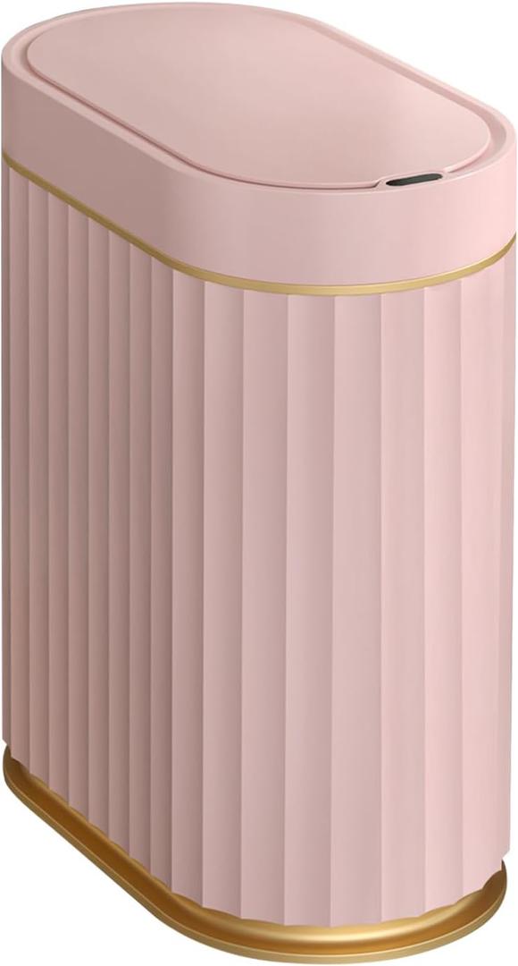 Sensor Trash Can 2 Gallon Waterproof Motion Sensor Trash Can, Automatic Bathroom Trash Bin, Slim Garbage Can (Pink, 2 Gallon)