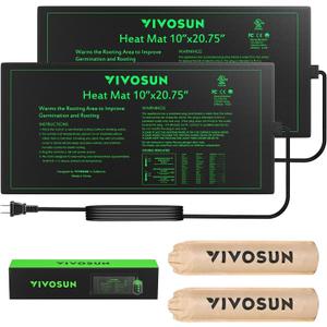 VIVOSUN 2 Pack Durable Waterproof Seedling Heat Mat 10" x 20.75"