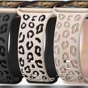 3 Pack Leopard Engraved Bands Compatible with Apple Watch Band 41mm 40mm 38mm 42mm 44mm 45mm 46mm 49mm Women, Soft Silicone Cheetah Embossed Sport Strap for iWatch Series 10 9 8 7 6 5 4 3 2 1 Ultra (DGrey & Black, Starlight & Black, Starlight & Nude Tan)