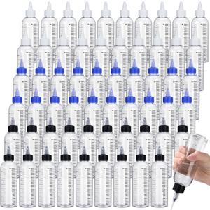 60 Pcs Plastic Squeeze Bottles 8.5 oz Graduated Bottle with Twist Top Cap