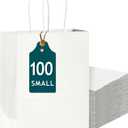 Bakepacker 100-Pack Small Size Gift Paper Bags with Handles Bulk 8.3"x6"x3.19" White Party Kraft Shopping Bags
