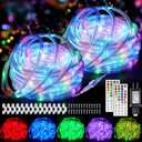 Omika 100FT Connectable Rope Lights for Outside, 300LED Color Changing Outdoor String Light with Remote, 24 Colors Waterproof Twinkle Tube Light for Indoor Bedroom Patio Garden Holiday Halloween Decor