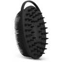 Upgrade Body Scrubber and Hair Shampoo Brush, All in One, Premium Silicone Loofah, Exfoliating Body Brush, Shower Scrubber for Body, Scalp Massager for Women, Men, Pet (1PC Black)
