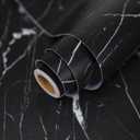 practicalWs 35.4" x 118" Marble Contact Paper for Countertops Black/White Peel and Stick Wallpaper Thicken Self Adhesive Wallpaper for Cabinets Decorative Easy to Remove Upgrade