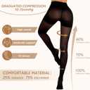 MANZI 2 Pairs Compression Pantyhose for Women Shaping Black Tights 10-15mmHg Support 50D Opaque Stockings (XL)