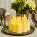 Homemory Ivory Flickering Flameless Candles, Battery Operated Acrylic LED Pillar Candles with Remote Control and Timer, Set of 9