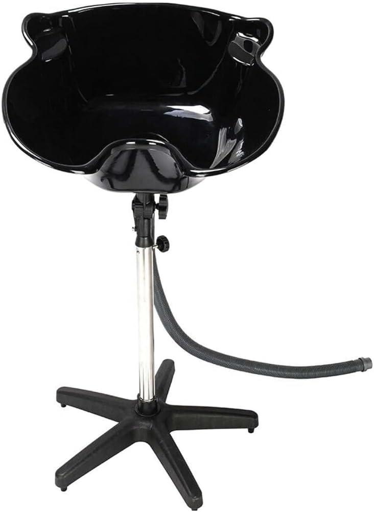 Portable Hairdressing Sink with Adjustable Stand | Black Plastic & Stainless Steel Basin | Salon Shampoo Bowl for Barber, Spa & Home Use | Lightweight, Durable & Easy to Clean Design