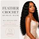 Human Crochet Hair for Black Women Feather Miracle Knots Crochet Human Hair, Black, 18in