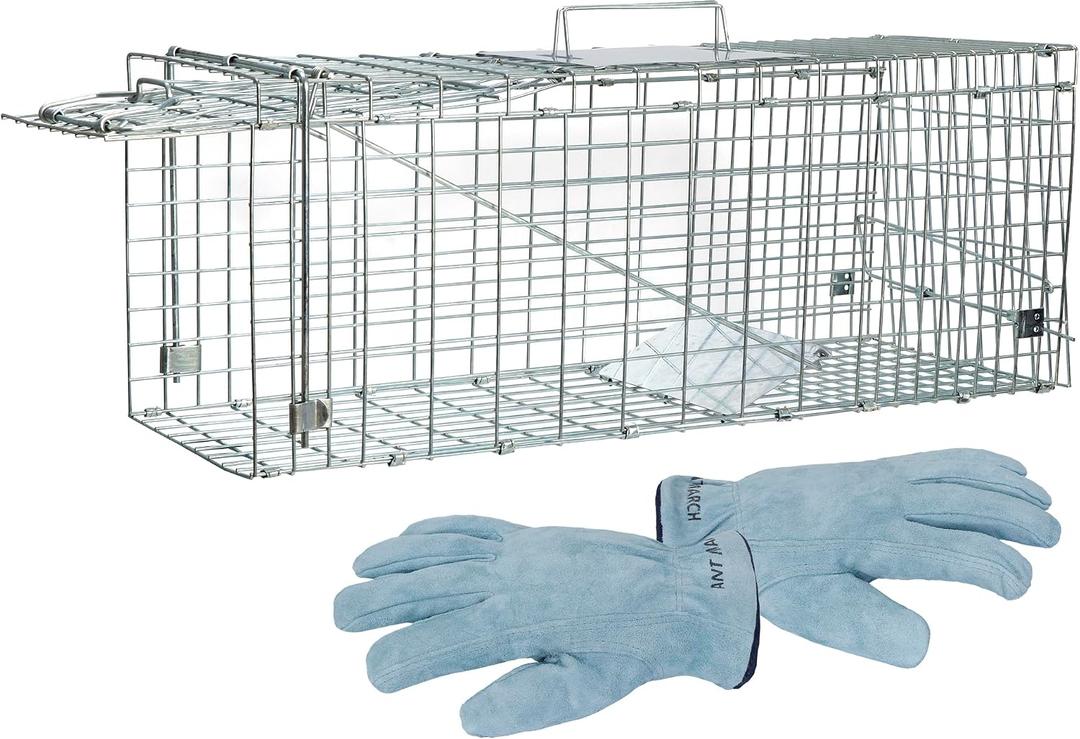 ANT MARCH Live Animal Cage Trap 24"x8.5"x7.5'' Steel Humane Release Rodent Cage for Stray Cat, Rabbits, Squirrel, Mole, Gopher, Chicken, Opossum, Skunk, Chipmunks, Groundhog Squire Small AnimalsStyle