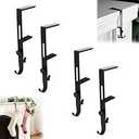 icegglof Fireplace Stocking and Garland Hanger, 4Pack Metal Mantle Hooks, Christmas 2in1 Adjustable NoDrill Decoration Stand, Black