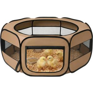 UWE Extra Large Small Animal Playpen, XL Portable Pet Playpen for Rabbit, Kitten, Guinea Pig, Hamster, Puppy – Waterproof Foldable Mesh Tent with Zipper Cover, Indoor Outdoor Use, Brow