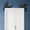 MorningRo 4 Pcs Dragon Door Frame Decoration Set Black Metal Themed Corner Sign Bathroom Wall Art Decor for Indoor Outdoor Door Window Home Office
