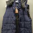 VXVGER Long Puffer Vest Women With Hood Sleeveless Down Vest Warm Jacket Winter Coat With Pockets (Small, Navy Blue)