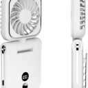 Mini Portable Handheld Clip On Rechargeable Personal Hand Fan with LED Display, Pocket Battery Operated 100 Speeds Adjustable Small Fan for Travel/Outdoor/Concerts/Lash/Makeup/Gift(white)