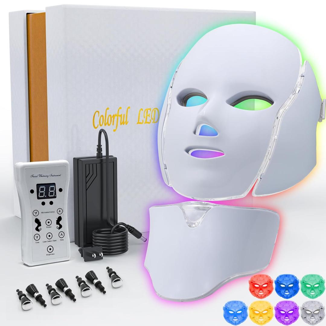 Led Face Mask Light Therapy, Led Mask Therapy Facial Skincare, Blue Red Light Maintenance Facial Skin Care Mask at Home for Face and Neck