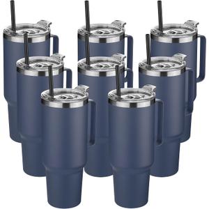 HASLE OUTFITTERS 40 oz Stainless Steel Tumbler with Handle, Vacuum Insulated Tumblers Bulk, Reusable Double Wall Travel Coffee Mug, Durable Powder Coated Water Bottles(Navy, 8)