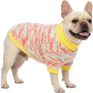 Touchdog Dream Series Small Dog Sweater, Cozy Knit Dog Sweater for Small and Medium Dogs, Soft Puppy with Warm Fleece, Lightweight Pet Clothes for Fall and Winte (Oange, Small)