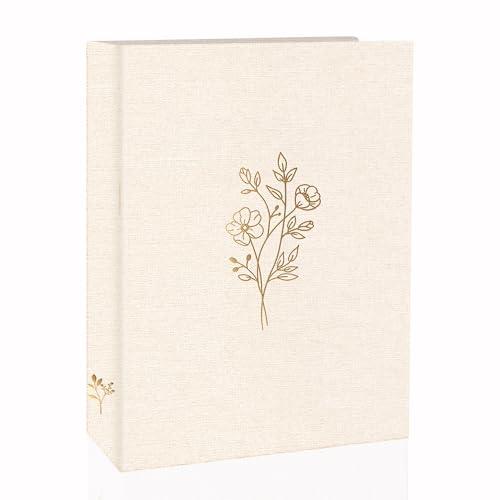 Holoary 5x7 Photo Album 100 Photos, 100 Pockets Picture Album, Linen Fabric Cover Big Picture Book for Photos, Photo Album 5x7 for Family Weddings Travel Memories(Beige)