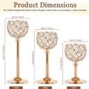 Crystal Candle Holders 2 Set of 6 - Gold Vintage Hollow Ball Candle Stand for Table Centerpiece, Crystal Metal Tealight Candlestick for Wedding, Dining Room Decor