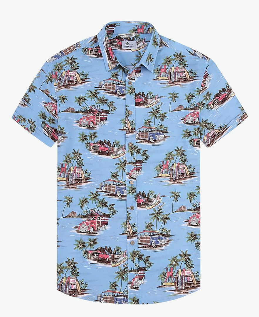 Men's Hawaiian Shirt Short Sleeve Button Down Tropical Summer Beach Casual Shirts, Size: M