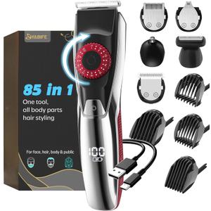 40 Precisions Electric Beard Trimmer for Men, Mens Grooming Trimmer for Beard, Mustache, Face and Ear Hair, Multi-Series Clipper, Waterproof, USB C Charging, Soft Pouch (Dark Red)