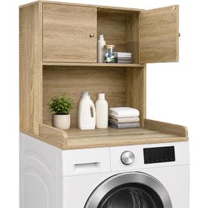 Washer Dryer Countertop with Cabinets, 2-Tier Laundry Countertop with Shelf