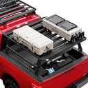 Trumgeta Overland Bed Rack Fit for Full-Size Pickups, Adjustable Truck Ladder Rack for T-Slot Tonneau Covers, 18.8"-25" Height Bed Rack with Side Cross Bars, Fit for F150/Ram 1500/Silverado/Sierra