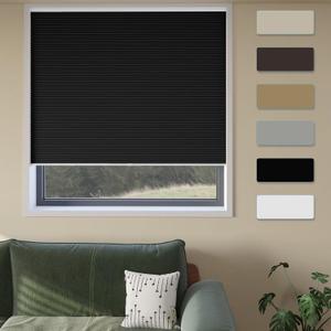 MYshade Cordless Cellular Window Shades No Tools No Drill Blackout Blinds for Indoor Windows Size 36" Wide X 72" Height Black Room Darkening Window Blinds for Bedroom, Bathroom, Kitchen, Living Room