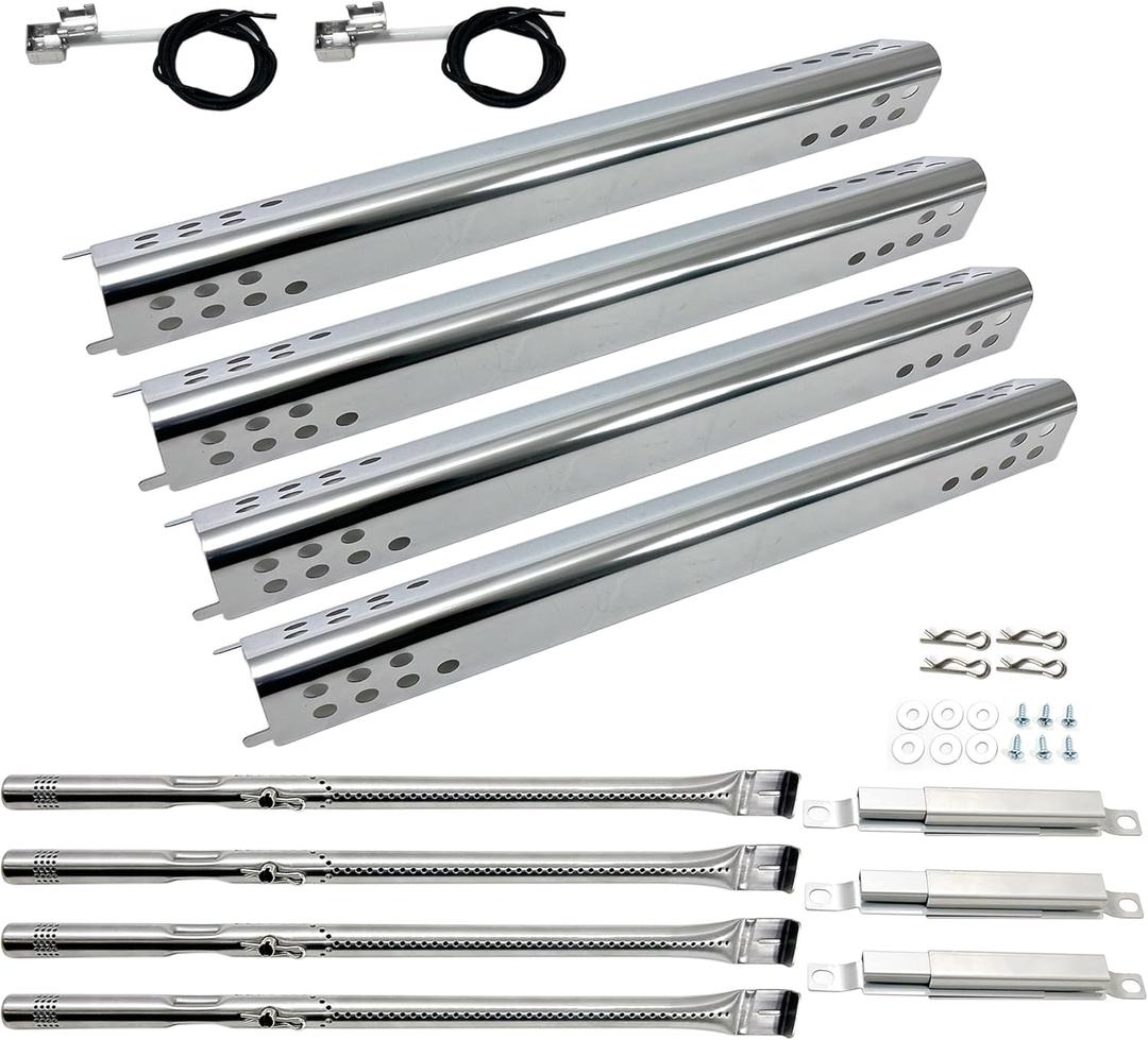 DG272 Replacement Kits for Charbroil Advantage Series 4 Burner 463344116 466344116 G4328M00W G3610003W1 Gas Grills Burner Tube Pipe, Heat Plate Shield, Adjustable Crossover Tube, 4pk
