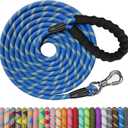 NTR Long Dog Leash - 50 FT Rope with Swivel Hook, Reflective Threads, Comfortable Handle - Training Leash for Medium & Large Dogs - Blue (50ft*1/2")