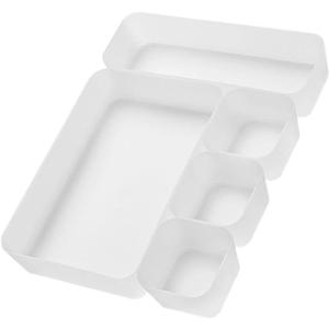 5pcs Transparent Drawer Organizer Versatile Storage Boxes for Home Office and Bathroom Plastic Drawer Dividers for Cosmetics Tools and Daily Essentials