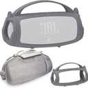 JCHPINE Silicone Cover and Hard Travel Case for JBL Charge 4 / Charge 5 Portable Bluetooth Speaker Accessories (Gray Case, NOT for Wi-Fi Version)