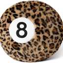 Dripykiaa Cheetah 8 Ball Throw Pillow, 14" Leopard Print 8 Ball Pillow Round Plush Decorative Cushion, Soft Trendy Throw Pillow for Bedroom & Living Room, Modern Aesthetic Home Decor for Women & Teens
