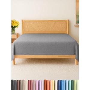 Queen Size Flat Sheet - Hotel Quality Top Flat Bed Sheet Only - Ultra-Soft, Comfy, Breathable & Cooling - Fade & Wrinkle Free - Easy-Care, Stain & Shrink Resistant Bedding - Oeko-Tex - Heathered Grey