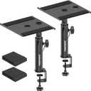Set of 2 Studio Monitor Stands Desk Clamp Desktop Speaker Stands with Isolation Pads, Black